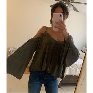 Bell Sleeve Cold Shoulder Top